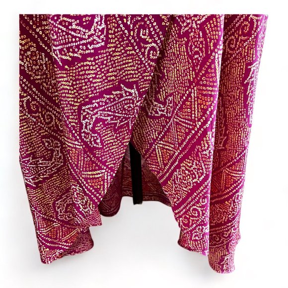 VIX Paula Hermanny Rasberry Batik Silk Wrap Maxi Skirt or Coverup, M - Picture 5 of 10